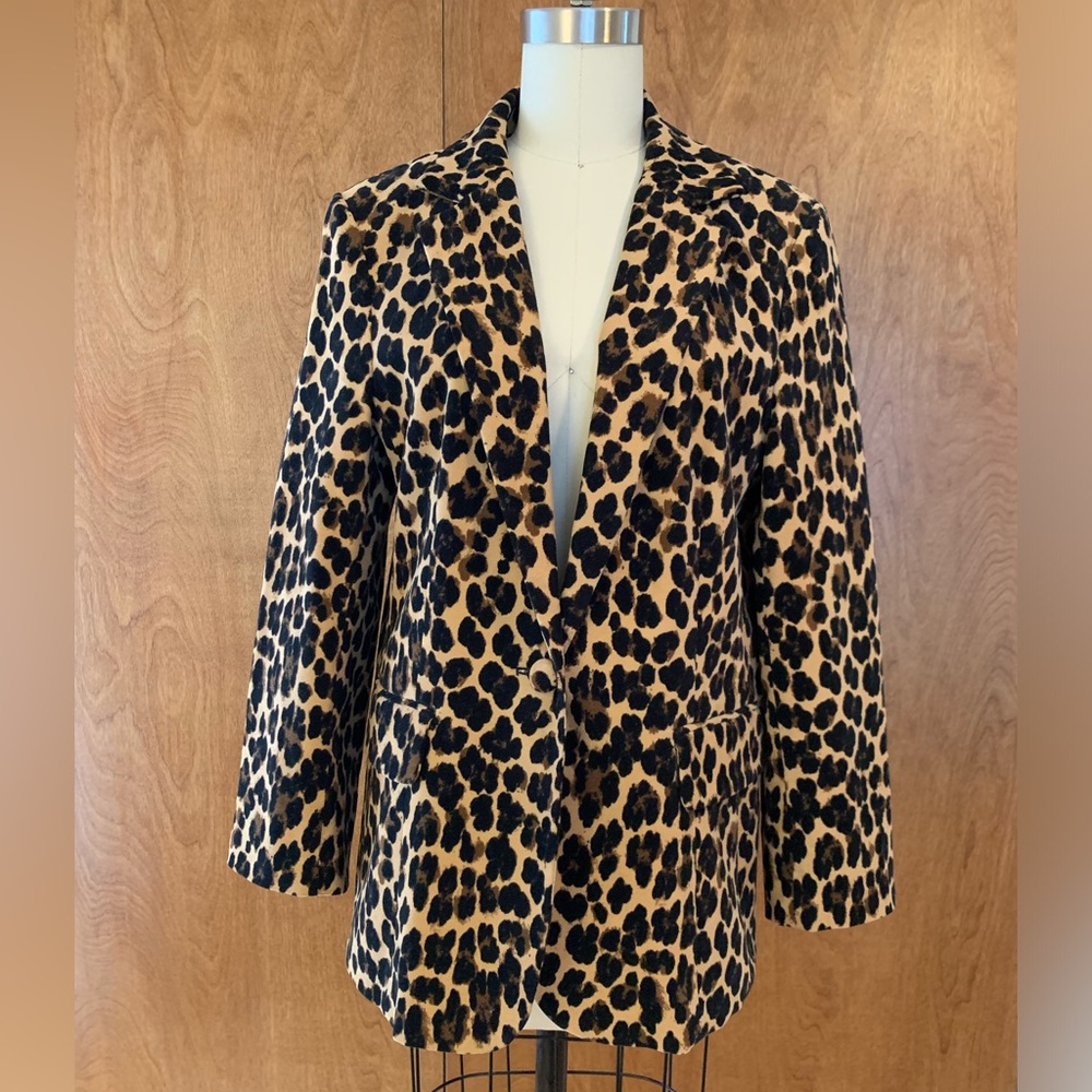 Frame Leopard Velvet Blazer, Size 8